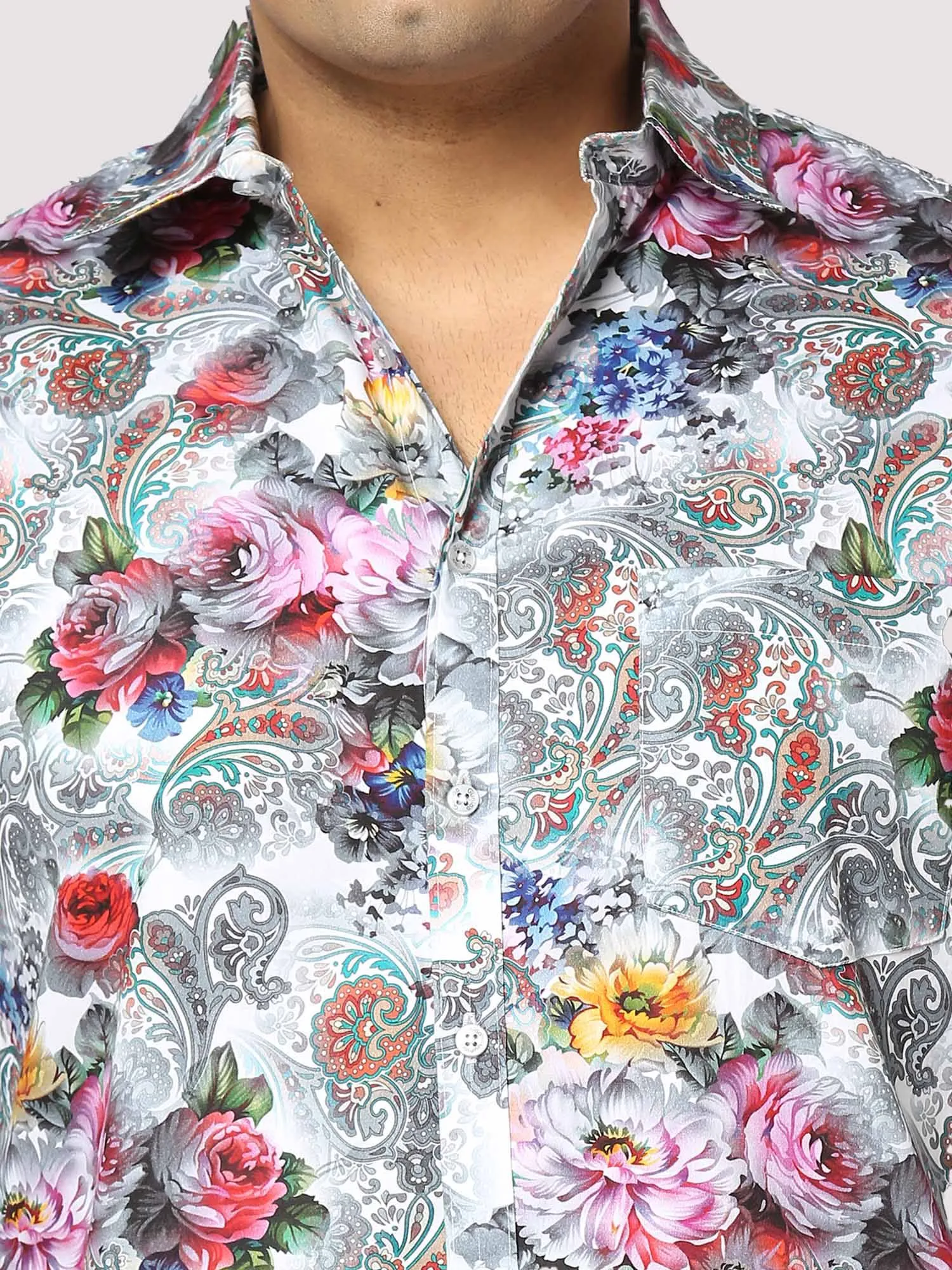 Floral Fusion Digital Printed Full Sleeve Men's Plus Size