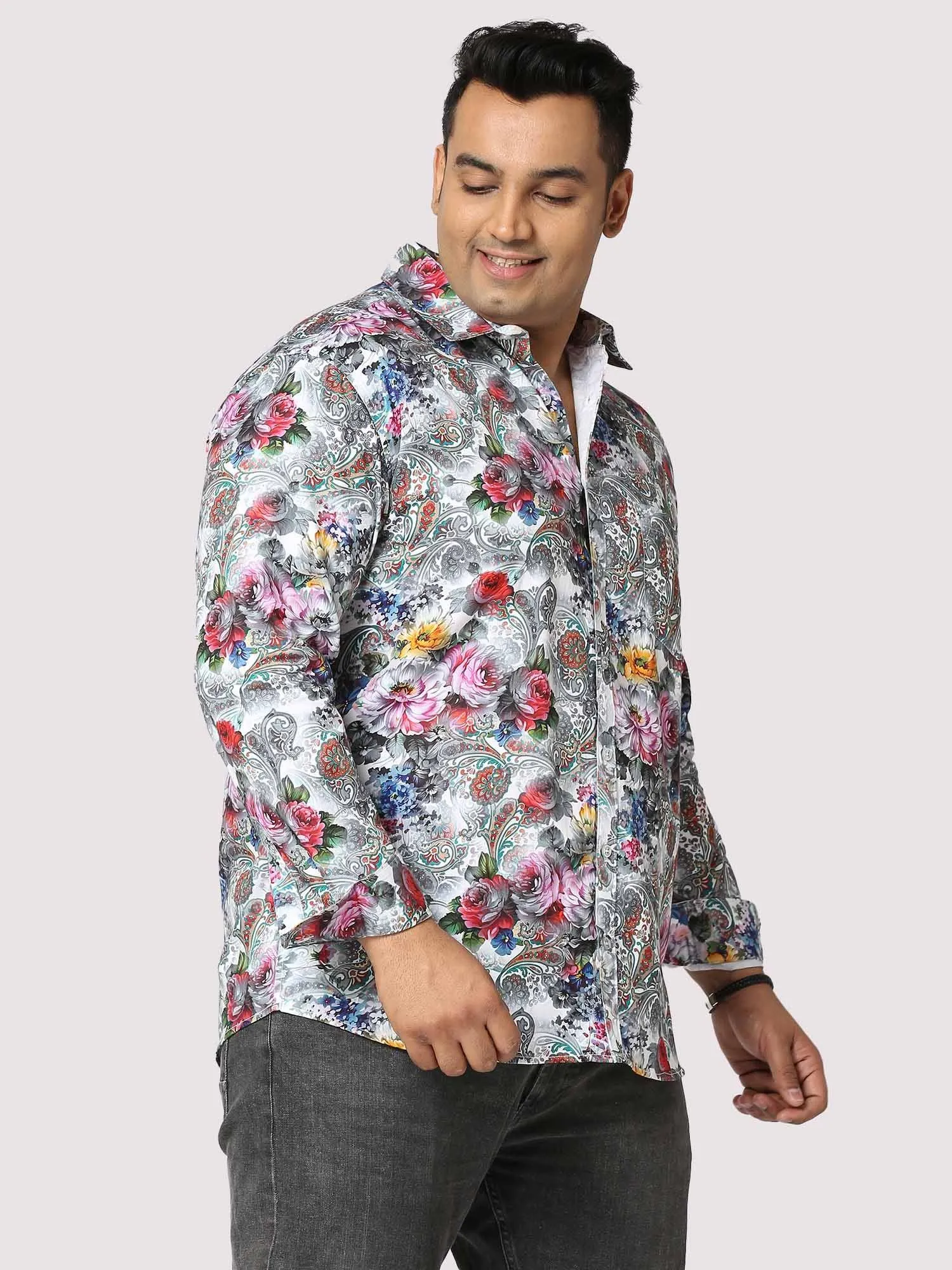 Floral Fusion Digital Printed Full Sleeve Men's Plus Size