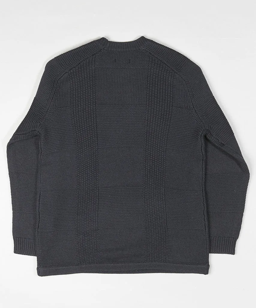 Folk Check Knit Jumper Navy