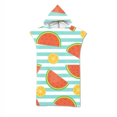 Fruit Printed Hooded Bath Towel Cloak Microfiber for Adults Women Bathrobe Swimming Pool Beach Towels Surf Poncho Wetsuit toalla