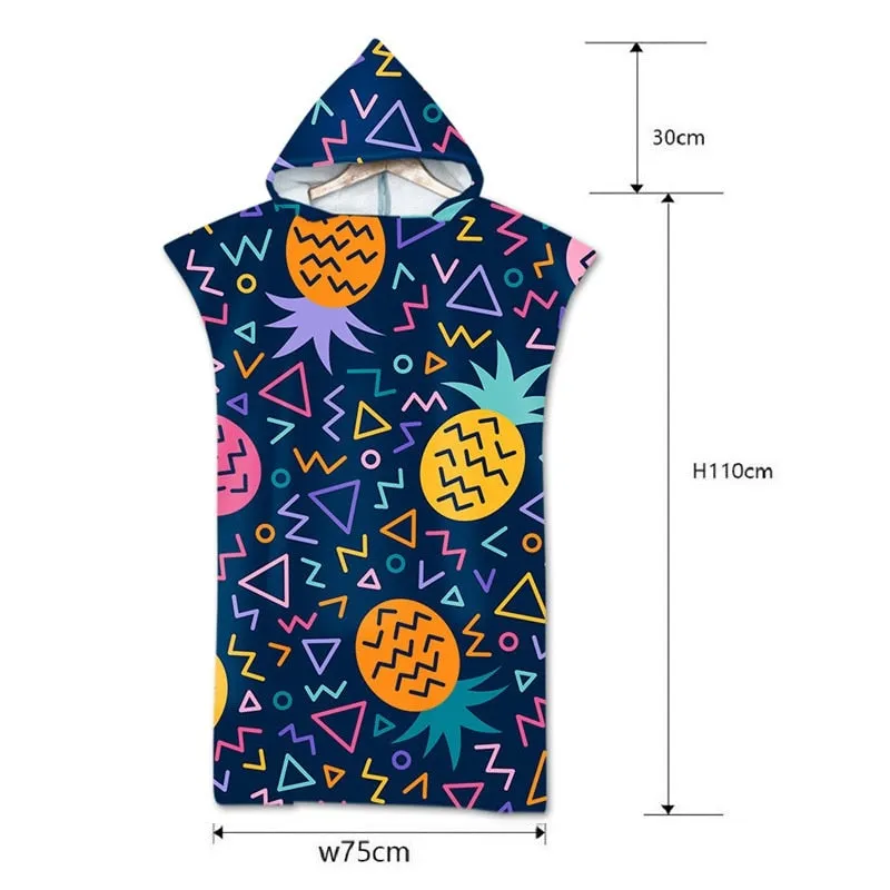 Fruit Printed Hooded Bath Towel Cloak Microfiber for Adults Women Bathrobe Swimming Pool Beach Towels Surf Poncho Wetsuit toalla