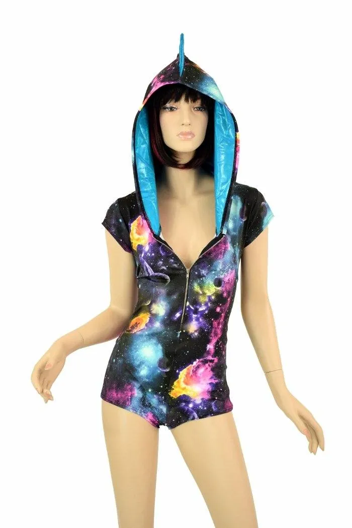 Galaxy Dragon Zipper Hoodie Romper