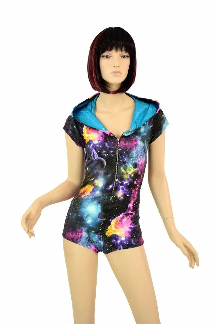 Galaxy Dragon Zipper Hoodie Romper