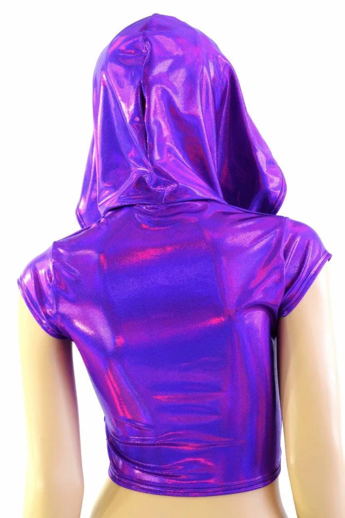 Galaxy Lined Purple Crop Hoodie