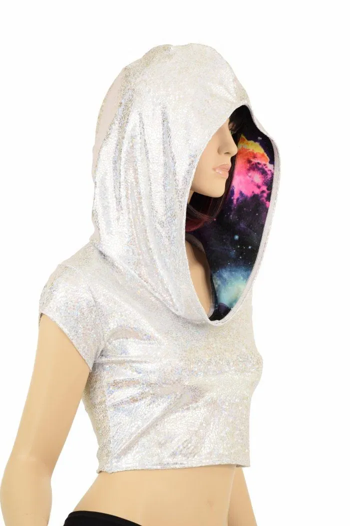 Galaxy Lined Silvery Crop Hoodie