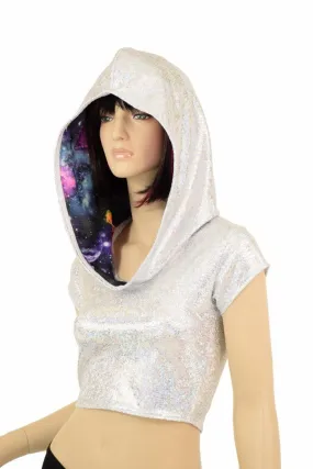 Galaxy Lined Silvery Crop Hoodie