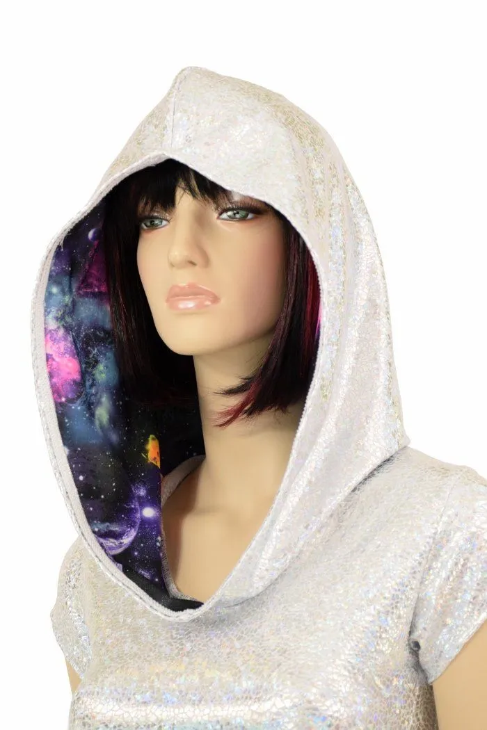 Galaxy Lined Silvery Crop Hoodie