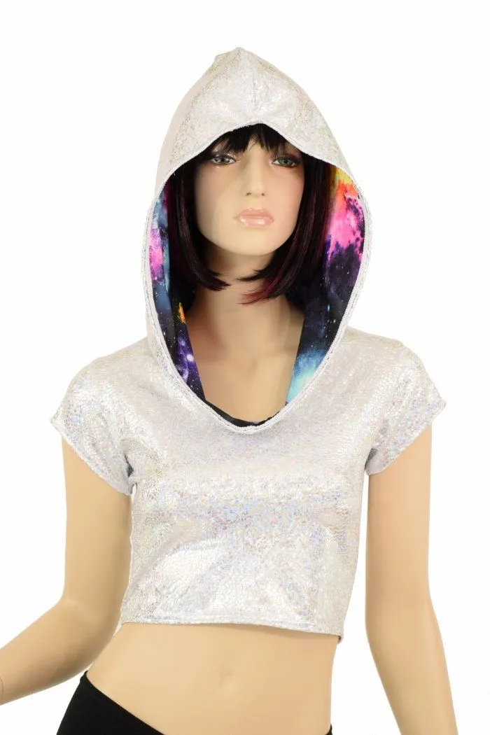 Galaxy Lined Silvery Crop Hoodie