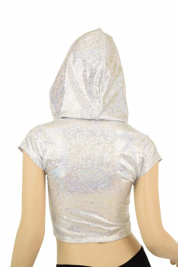 Galaxy Lined Silvery Crop Hoodie