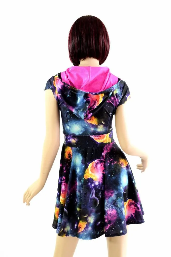 Galaxy Zipper Front Skater Dress