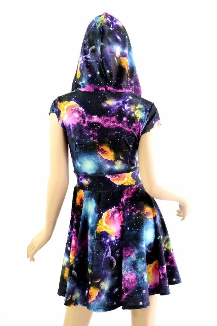 Galaxy Zipper Front Skater Dress