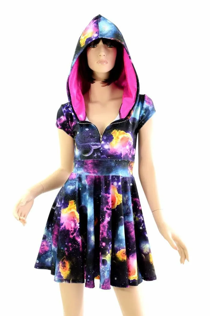 Galaxy Zipper Front Skater Dress