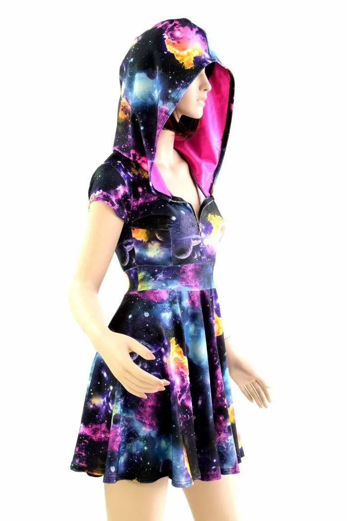 Galaxy Zipper Front Skater Dress