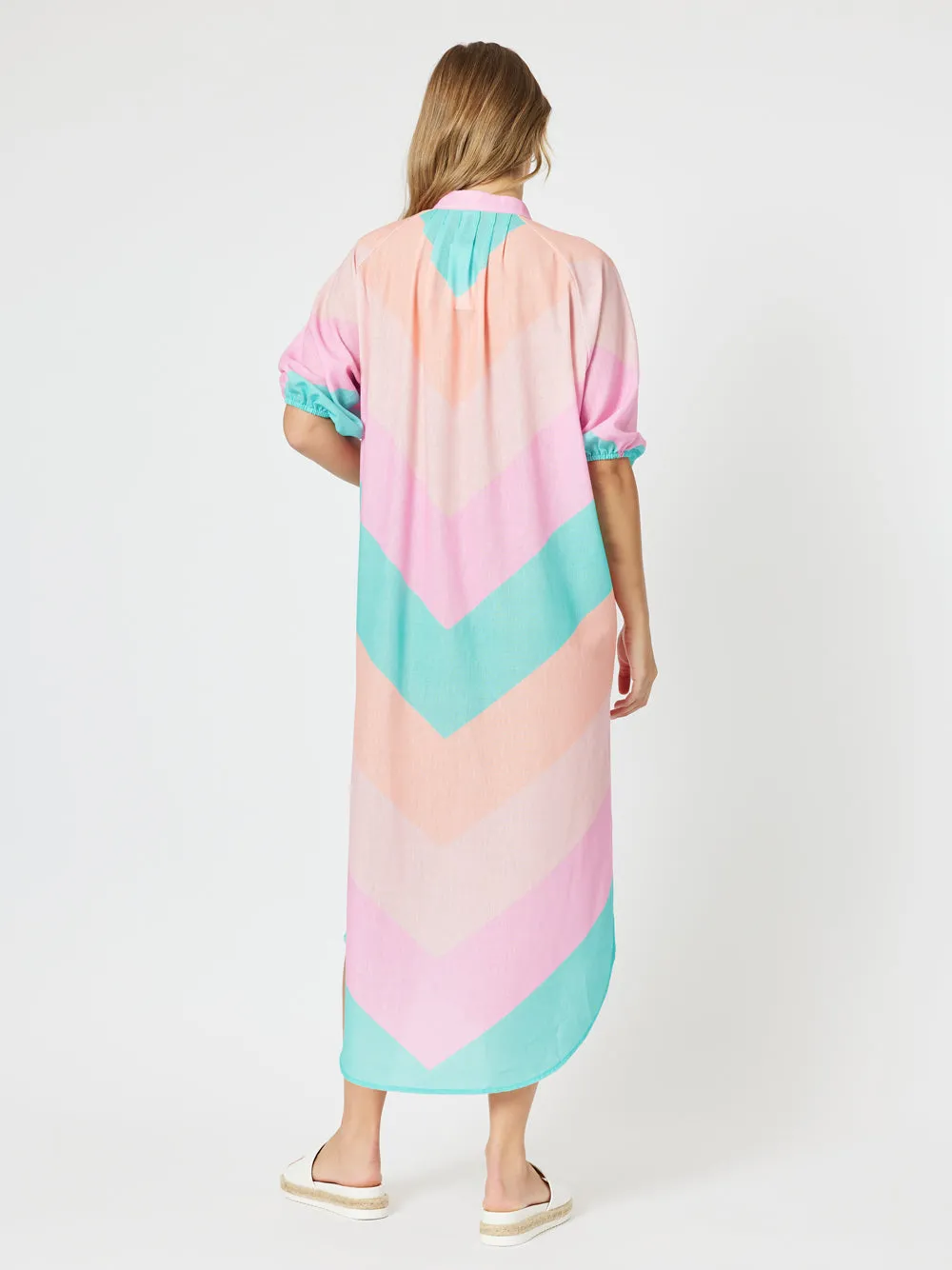 Gelato Button Down Dress - Pink Multi