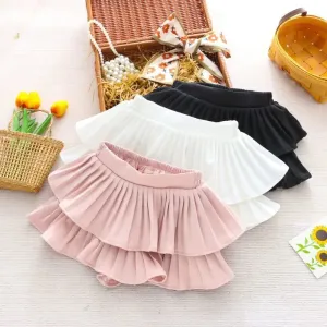 Girl's Half Body Fluffy Cake Skirt 2024 Summer New Girl Dance Pleated Black and White Dance Short Skirt Pants