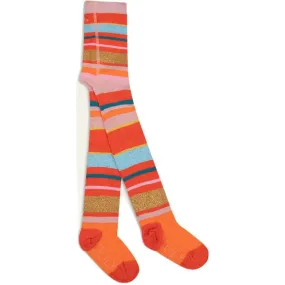 Girls Orange Striped Tights