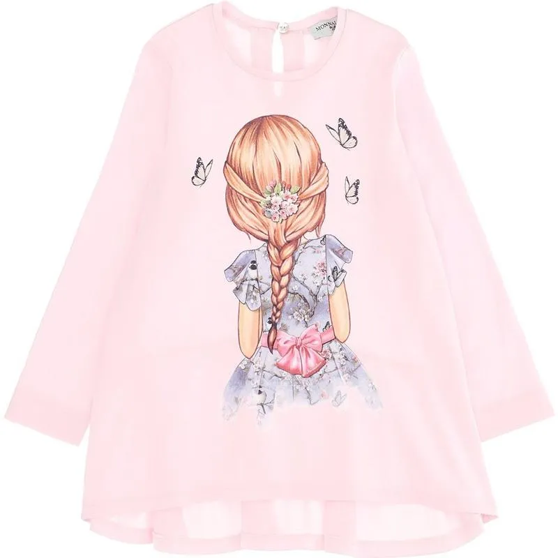 Girls Pink 'Girl' Print Tunic