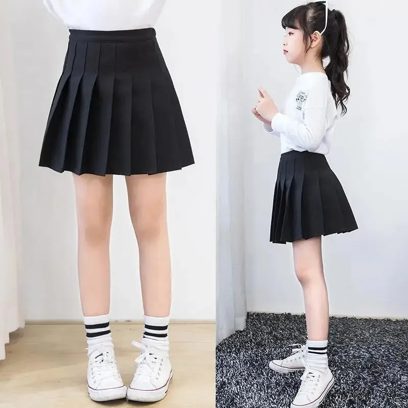 Girls Skirts spring Autumn Vintage Pleated Plaid Skirts School Teens Girl Spring Kids Skirt Children Clothing 2-14Yrs