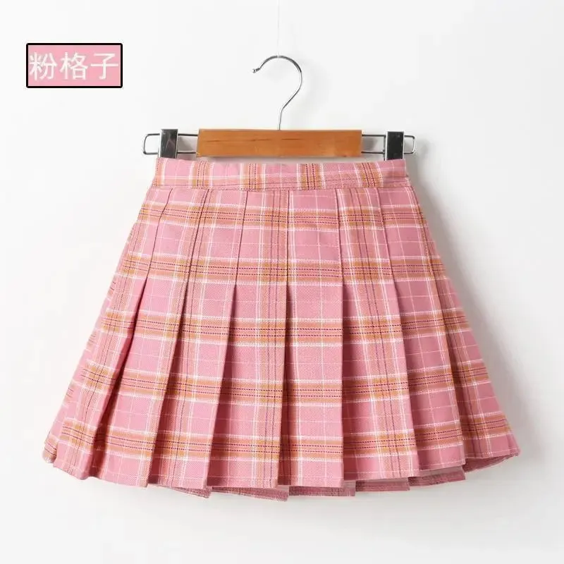 Girls Skirts spring Autumn Vintage Pleated Plaid Skirts School Teens Girl Spring Kids Skirt Children Clothing 2-14Yrs