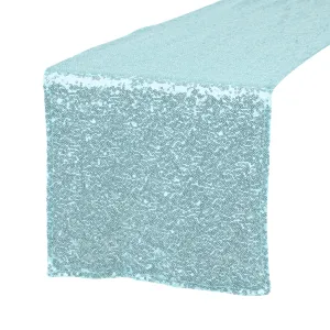 Glitz Sequin Mesh Net Table Runner 12"x108" - Baby Blue