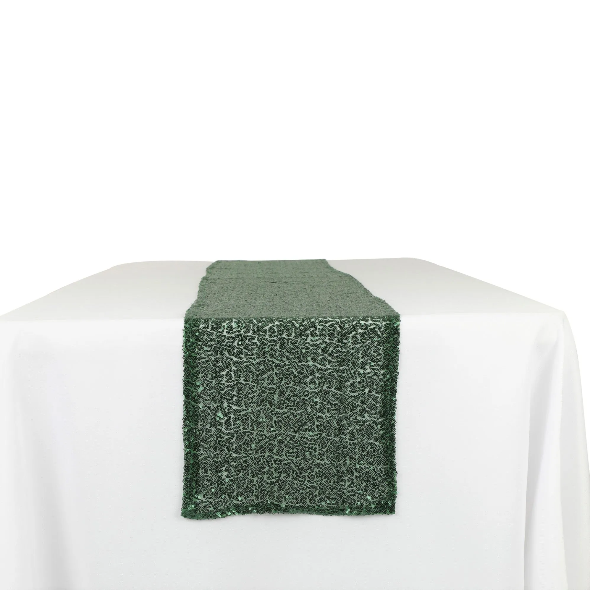 Glitz Sequin Mesh Net Table Runner 12"x108" - Emerald Green