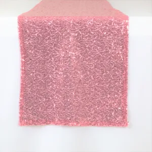 Glitz Sequin Mesh Net Table Runner 12"x108" - Pink