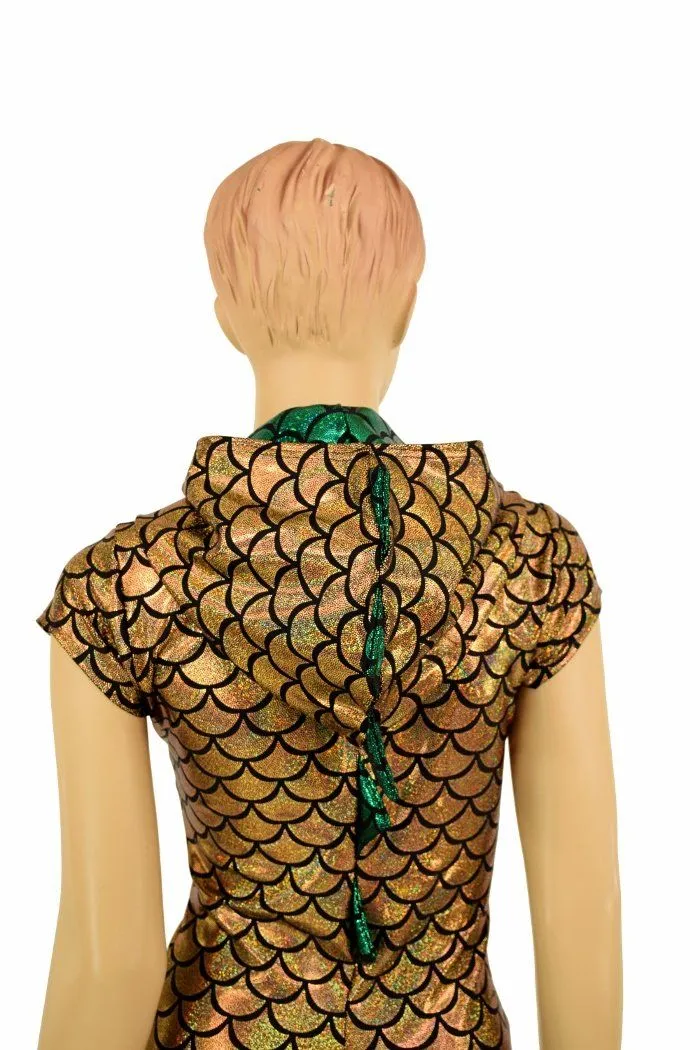 Gold & Green Zipper Front Catsuit