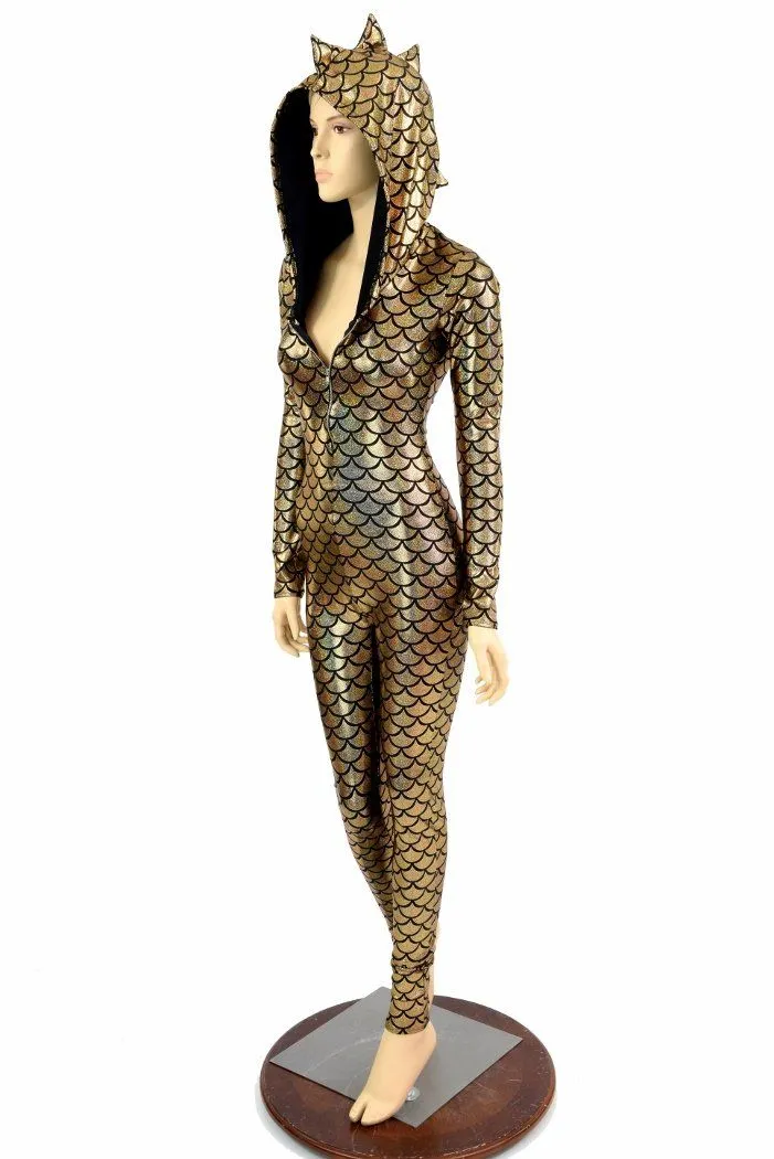 Gold Dragon Hooded Catsuit