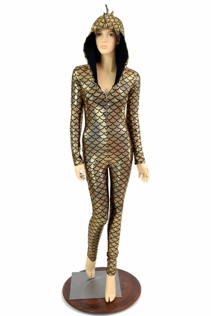 Gold Dragon Hooded Catsuit