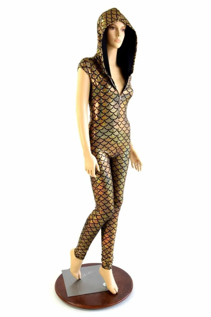 Gold Dragon Zipper Front Catsuit