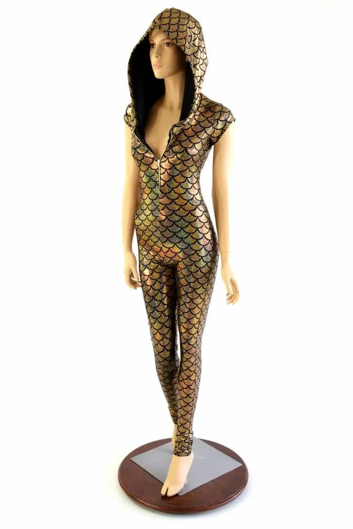 Gold Dragon Zipper Front Catsuit