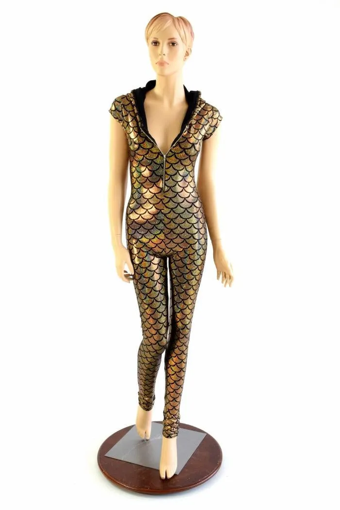 Gold Dragon Zipper Front Catsuit