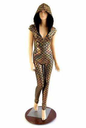 Gold Dragon Zipper Front Catsuit