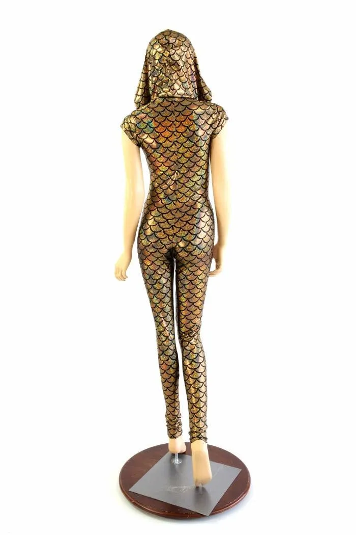 Gold Dragon Zipper Front Catsuit