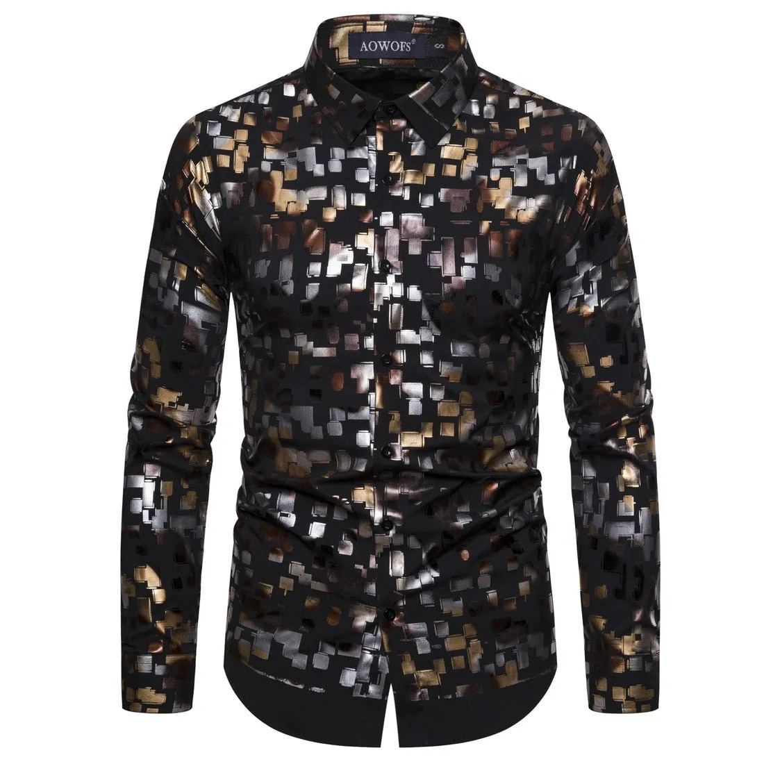 Gold Flashing Holographic Long Sleeve Shirt