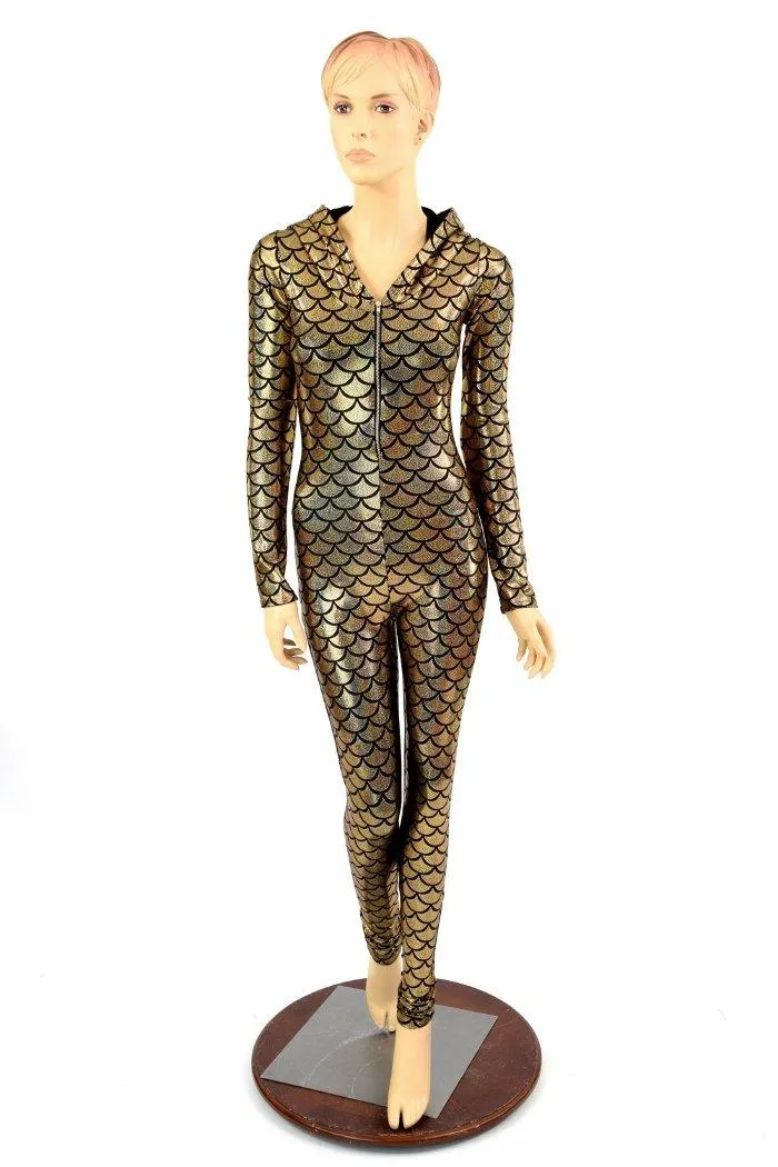 Gold Mermaid Long Sleeve Catsuit