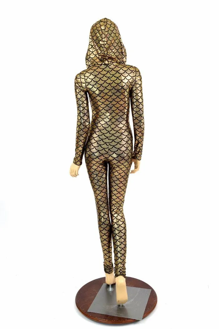 Gold Mermaid Long Sleeve Catsuit