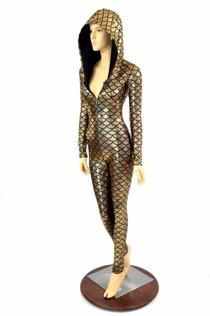 Gold Mermaid Long Sleeve Catsuit