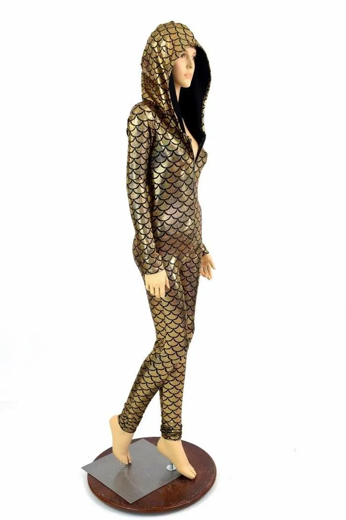 Gold Mermaid Long Sleeve Catsuit