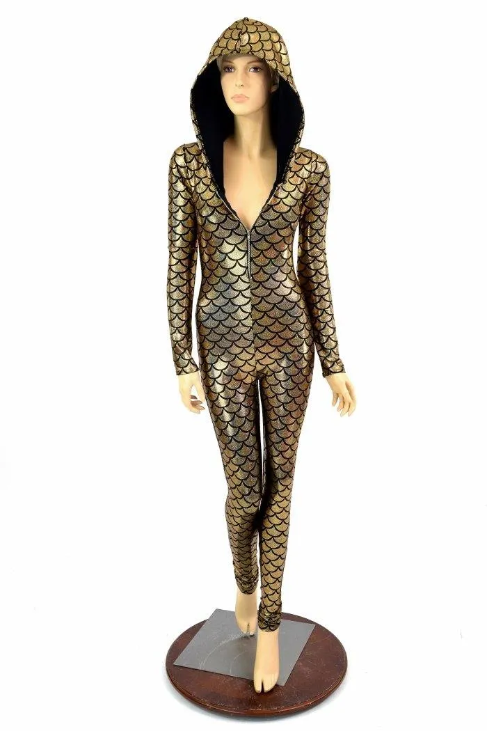 Gold Mermaid Long Sleeve Catsuit