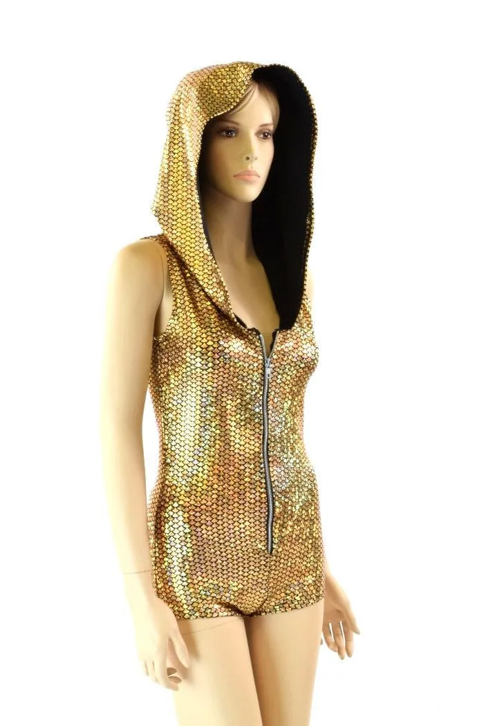 Gold Scale Zippered Romper