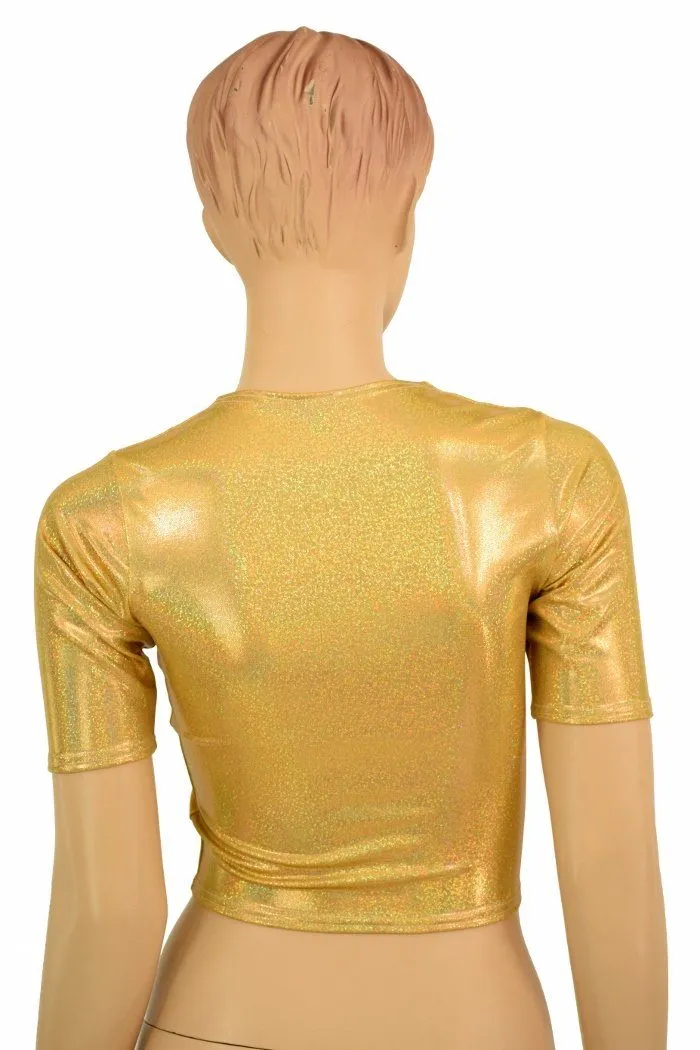 Gold Sparkly Jewel Crop Top