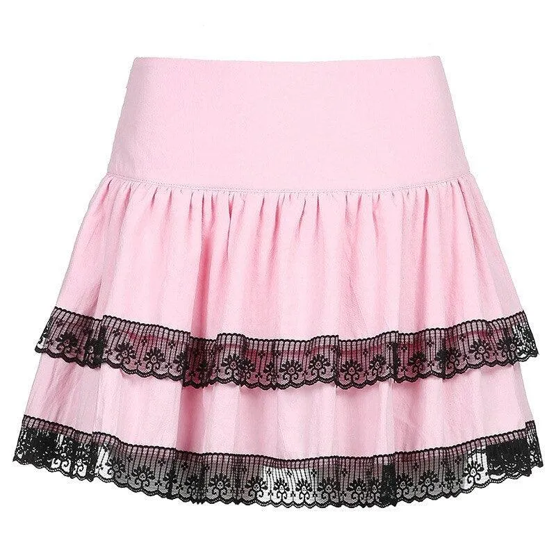 Gothic Pink Plaid Skirt