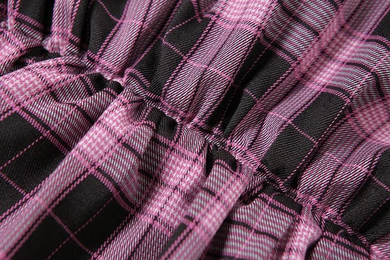 Gothic Pink Plaid Skirt