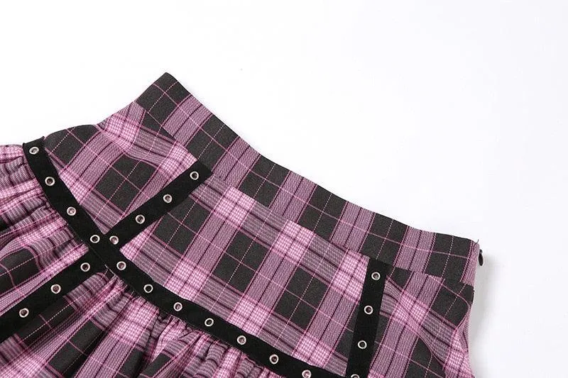 Gothic Pink Plaid Skirt