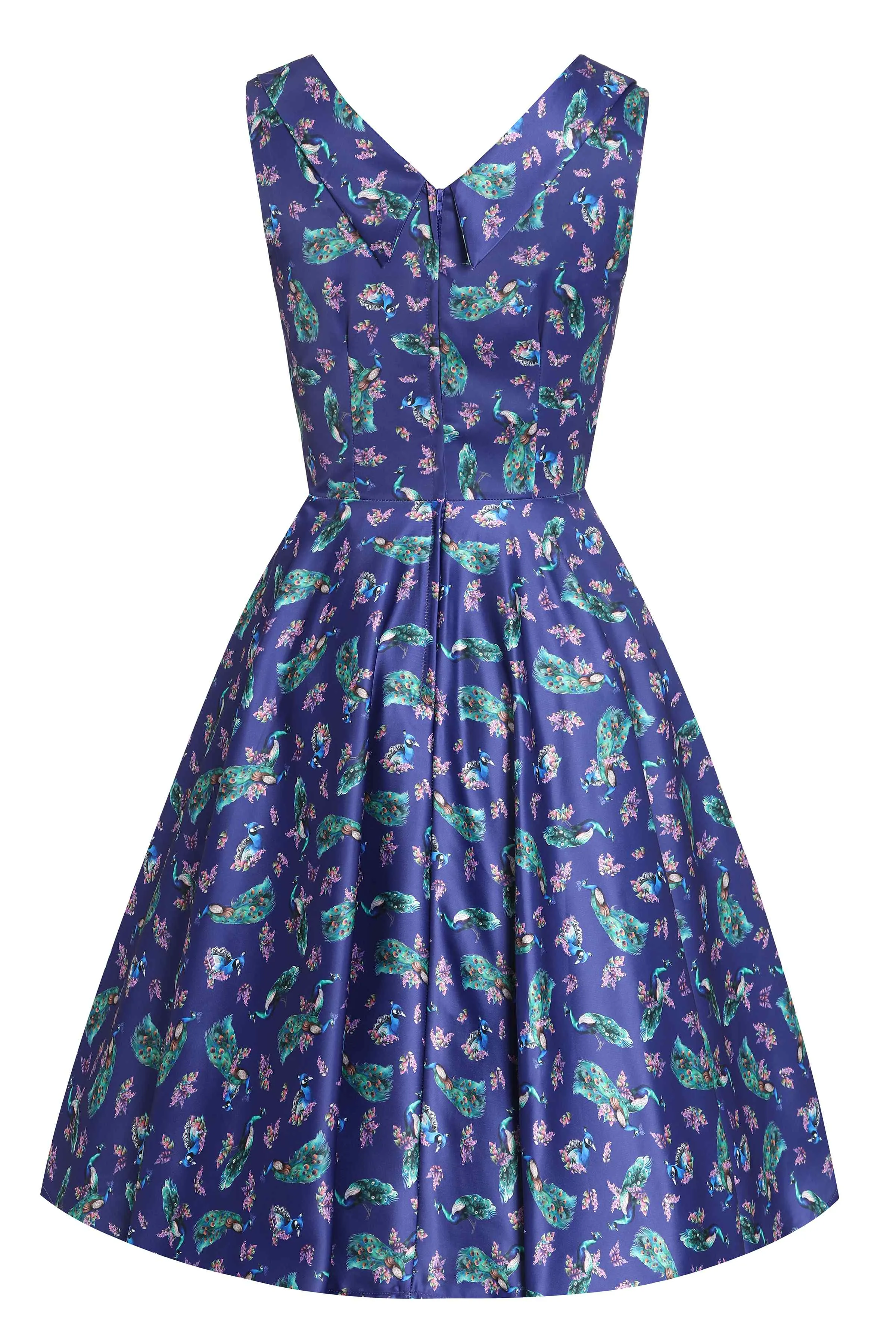 Grace Purple Peacock Pleated Bust Dress