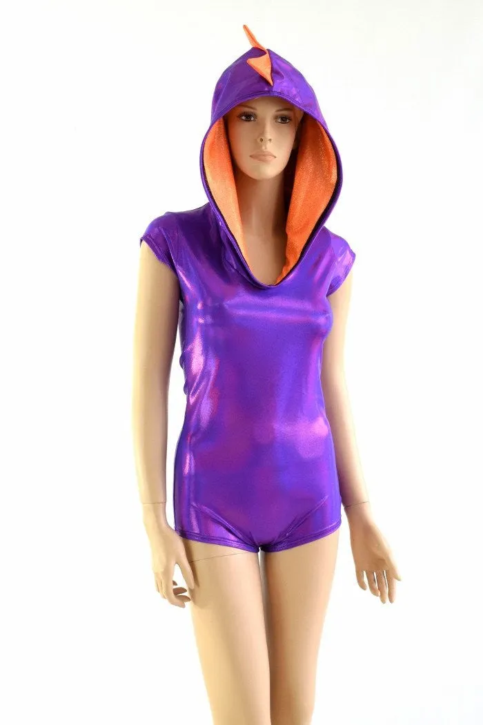 Grape & Orange Dragon Hoodie Romper