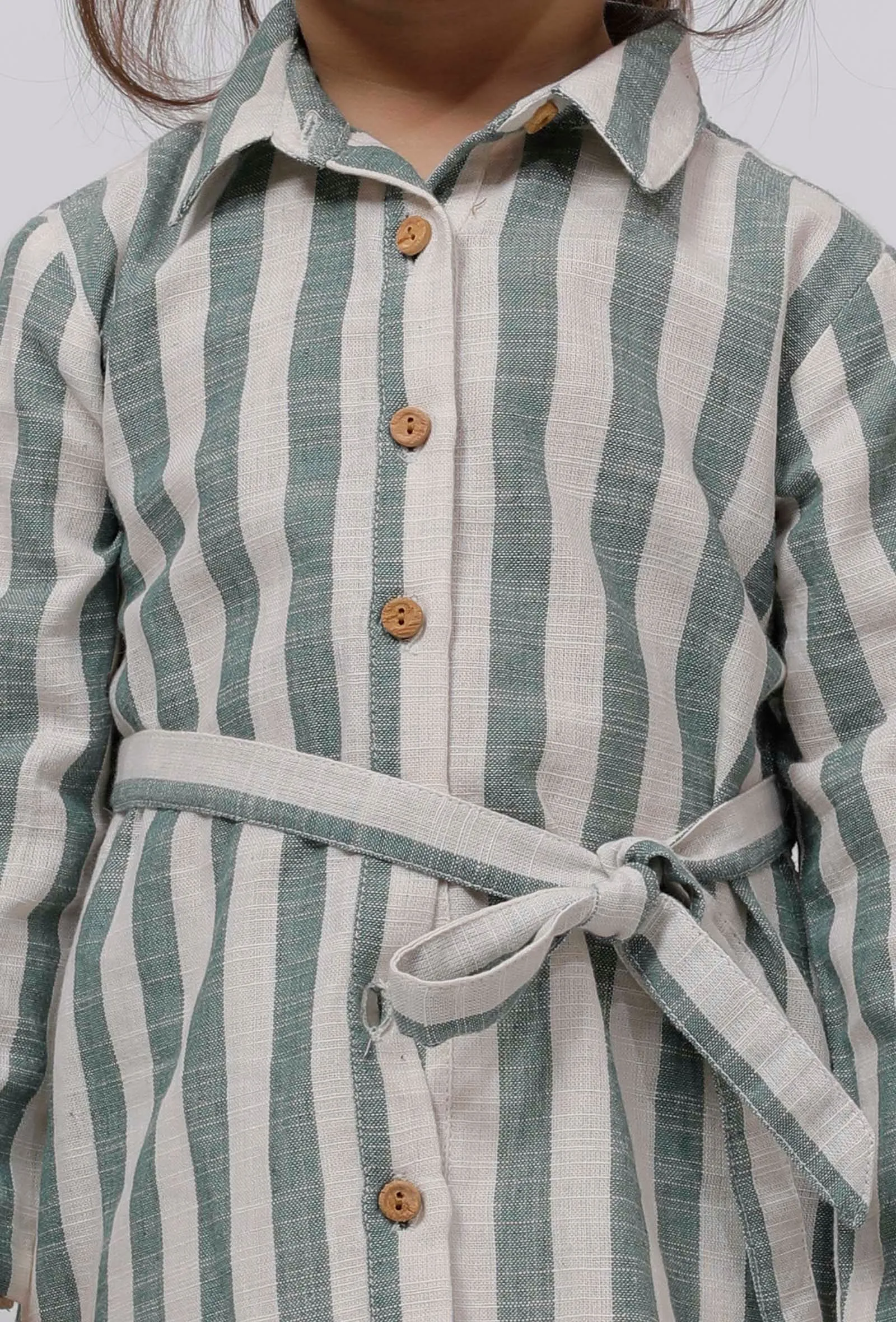 Green Melange Stripe Tunic Dress