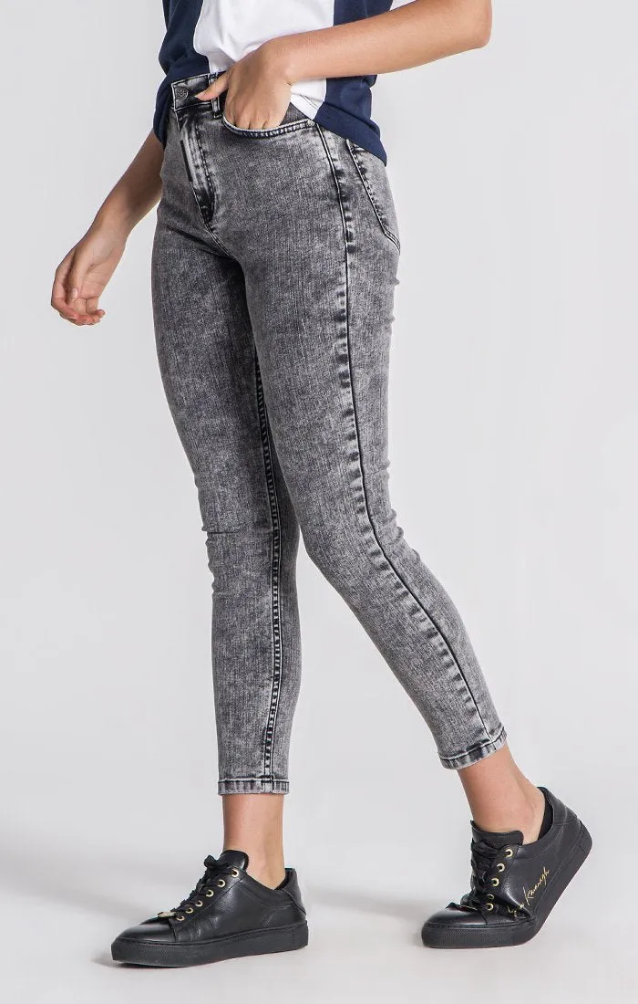 Grey Acid Wash Skinny Jeans