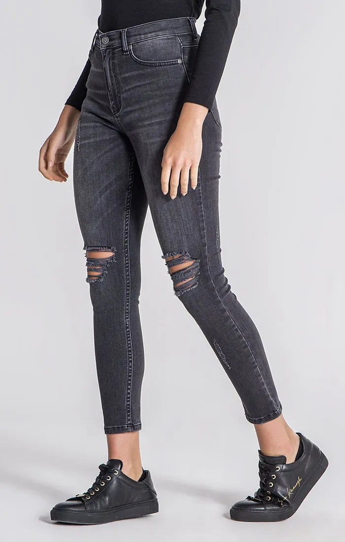 Grey Core Ripped Jeans